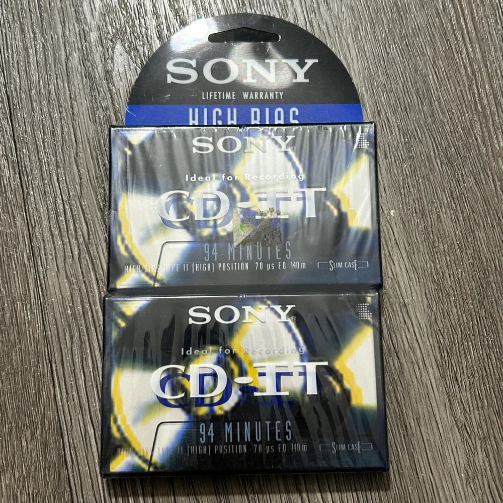 Sony Cassette Tapes 94 Minutes Blue CD-IT High Bias Type II Slim Case 2-Pack New